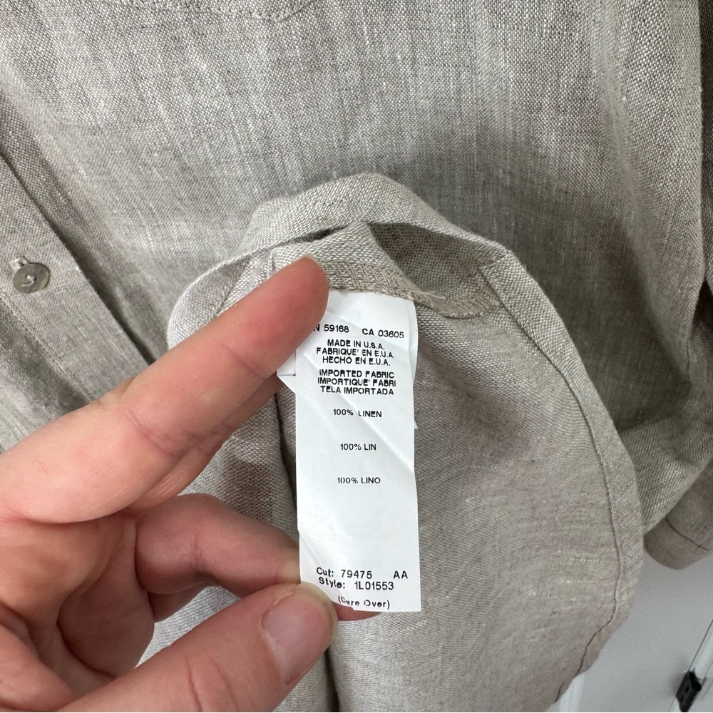 Karen Kane tan linen Casual Button Down long sleeve dress medium - Picture 8 of 9